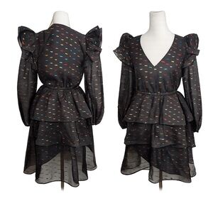 Levi Lurex woven metallic thread chiffon  designer Dress Small NWT retail $368